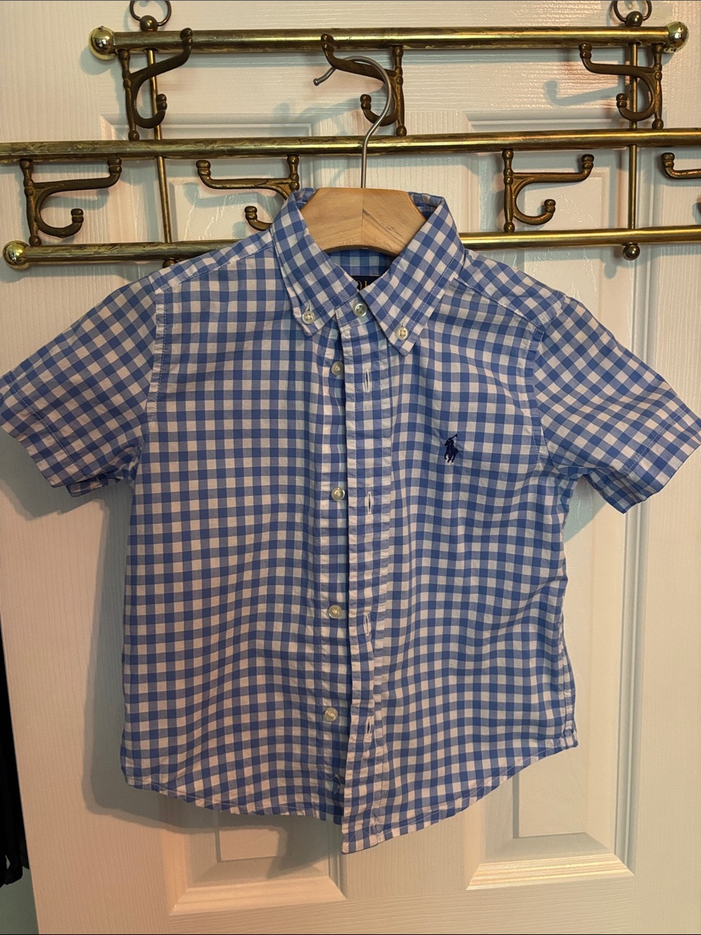 Polo Ralph Lauren Blue & White Gingham Short-Sleeve Button-Down Shirt